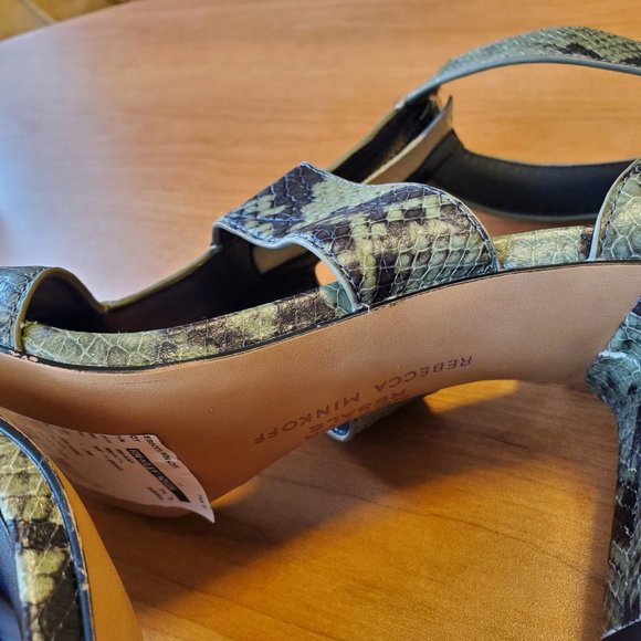 Rebecca Minkoff Kiley Nappa Snake Sabrina Sandals Shoes in Black/Thyme - 7B - Picture 11 of 16